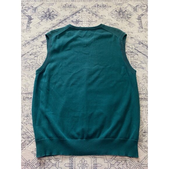 Chaps Green Cotton Sleeveless V-Neck Sweater Vest Large Casual Mens 100% Cotton - Picture 4 of 5